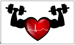 Graphic of heart lifting weights