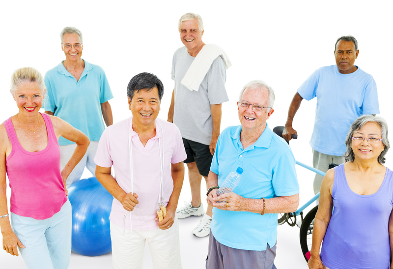 Group of seniors in fitness clothing